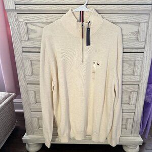 Tommy Hilfiger Men's Half Zip Sweater XXL New With Tags, Ivory